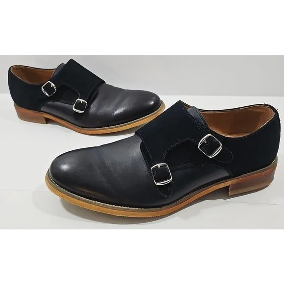 Men's La Milano Navy Leather Dress Shoes Patina Collection Size 11.5