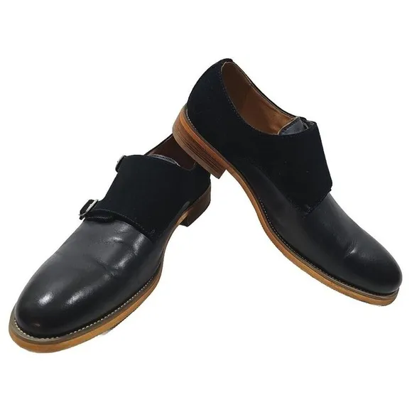 Men's La Milano Navy Leather Dress Shoes Patina Collection Size 11.5