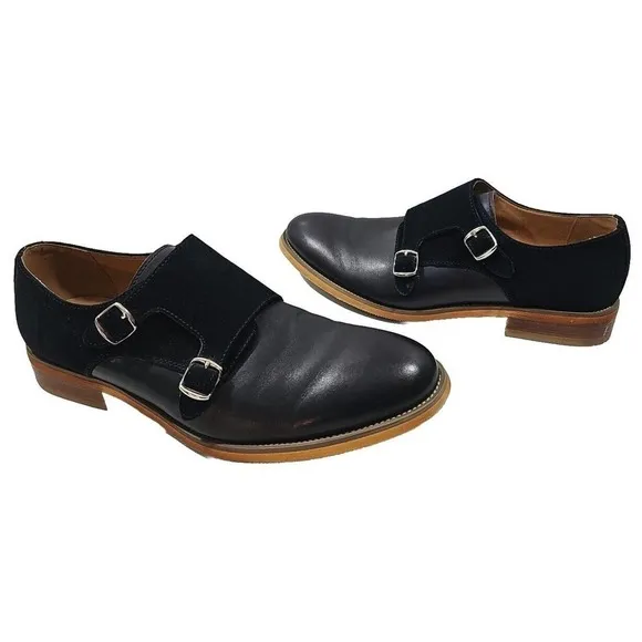 Men's La Milano Navy Leather Dress Shoes Patina Collection Size 11.5