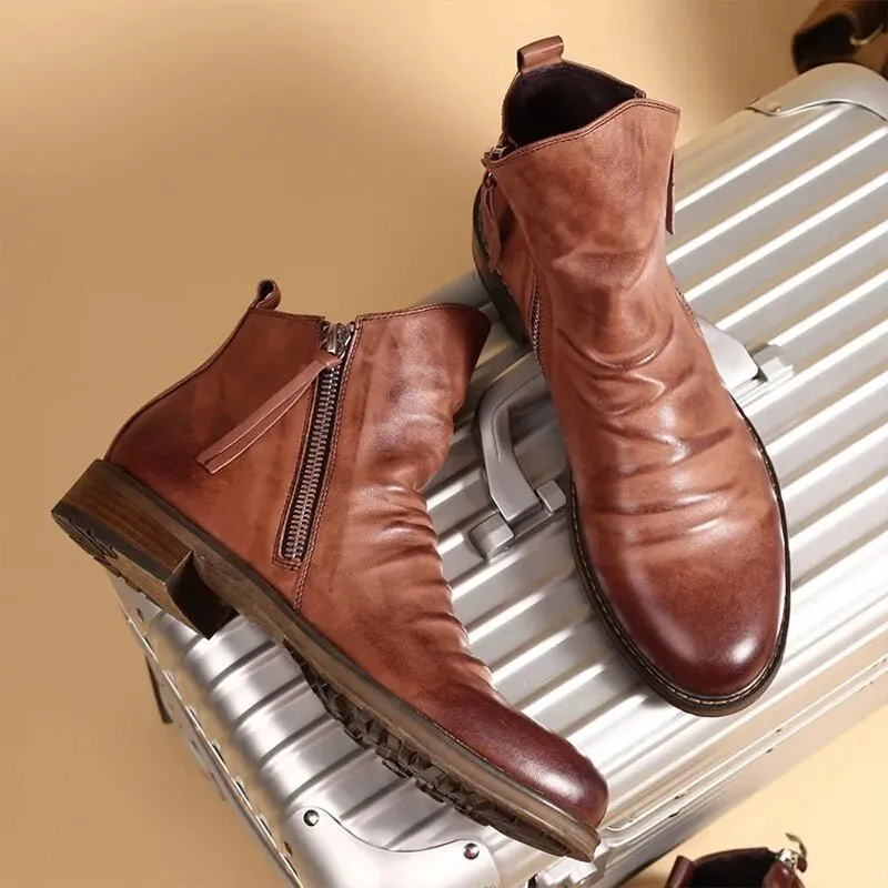 Men's Leather Boots (Shoe Size Chart image is in the photo gallery)