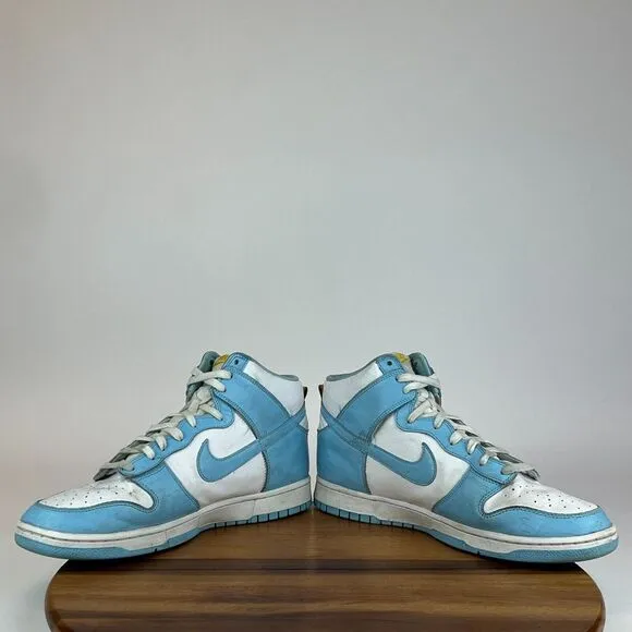 Mens Nike Dunk High Blue Chill Leather Athletic Shoes Sneakers Size 13 M GUC‎
