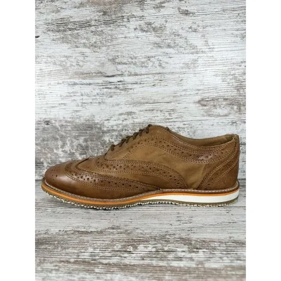 Men's Walk-Over Memphis Brown Leather Wingtip Oxford Shoes Sz 9M