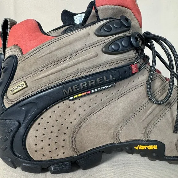 Merrell Chameleon II Waterproof Mid Brown Leather Hiking Trekking Men Shoes 7.5