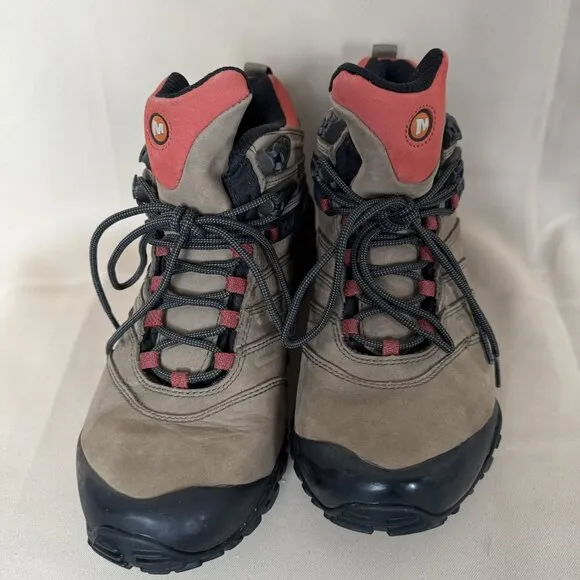 Merrell Chameleon II Waterproof Mid Brown Leather Hiking Trekking Men Shoes 7.5
