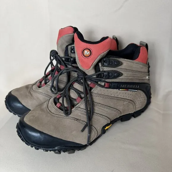 Merrell Chameleon II Waterproof Mid Brown Leather Hiking Trekking Men Shoes 7.5