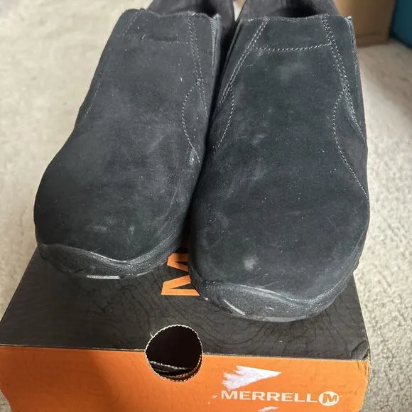 Merrell Kids Jungle Moc Black Easy Slip On Leather Shoe Size 7 Kids 8.5 Women’s