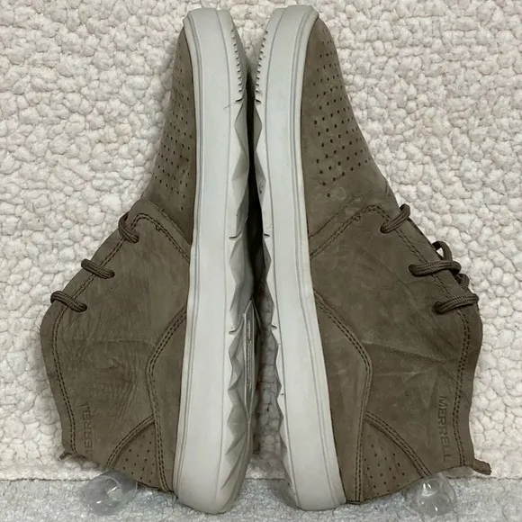 Merrell Pine Bark Leather Mid Top Beige Gray Womens Sneakers Shoes J94334 SZ 6.5