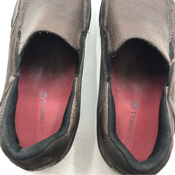 Merrell Shoes Size 9.5 Performance Espresso Slip On Loafers Brown Leather
