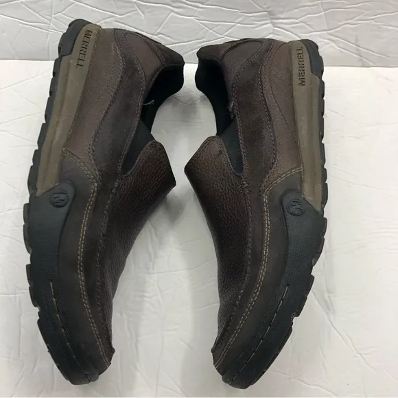 Merrell Shoes Size 9.5 Performance Espresso Slip On Loafers Brown Leather