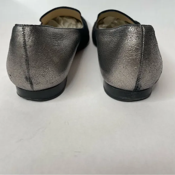 M.Gemi The Petalo Black and Silver Metallic Flat