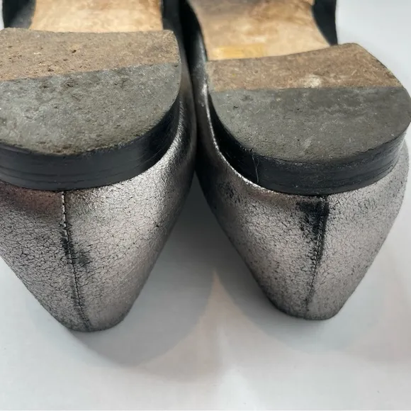 M.Gemi The Petalo Black and Silver Metallic Flat