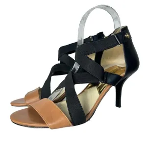 Michael Kors Heels Wendy Strappy Shoes Black Brown Pumps Party Neutral 9