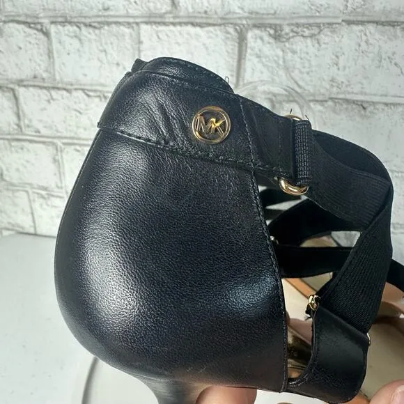 Michael Kors Heels Wendy Strappy Shoes Black Brown Pumps Party Neutral 9