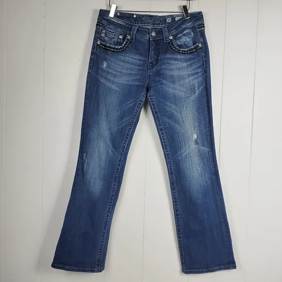Miss Me easy boot cut JE5087E6R rhinestone embroidered bling jeans size 30
