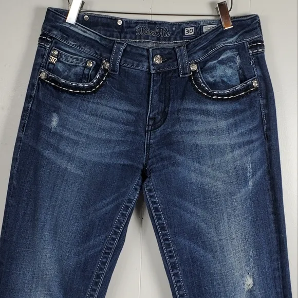 Miss Me easy boot cut JE5087E6R rhinestone embroidered bling jeans size 30