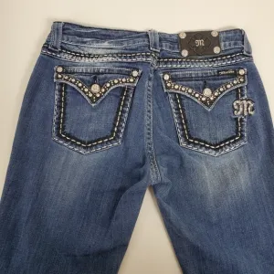 Miss Me easy boot cut JE5087E6R rhinestone embroidered bling jeans size 30