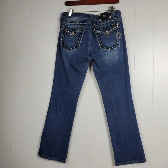 Miss Me easy boot cut JE5087E6R rhinestone embroidered bling jeans size 30