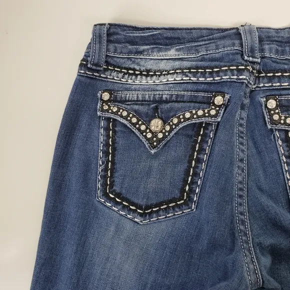Miss Me easy boot cut JE5087E6R rhinestone embroidered bling jeans size 30