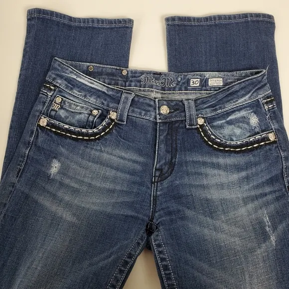 Miss Me easy boot cut JE5087E6R rhinestone embroidered bling jeans size 30