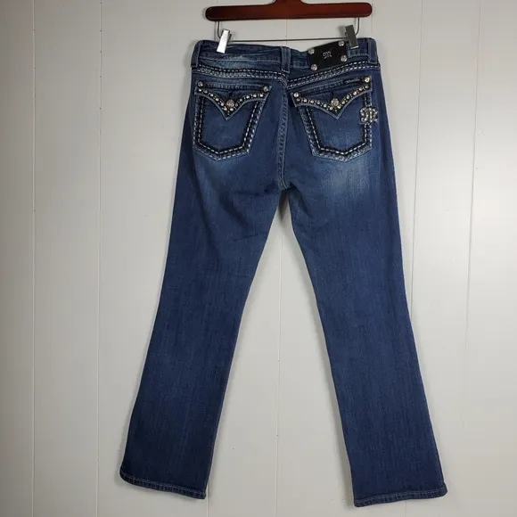 Miss Me easy boot cut JE5087E6R rhinestone embroidered bling jeans size 30