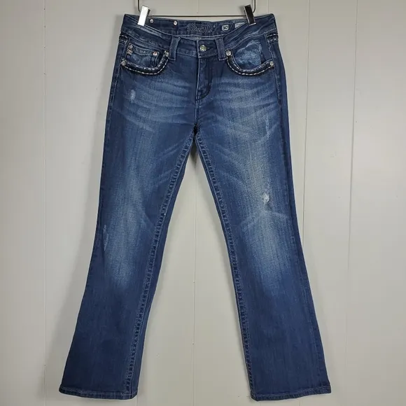Miss Me easy boot cut JE5087E6R rhinestone embroidered bling jeans size 30