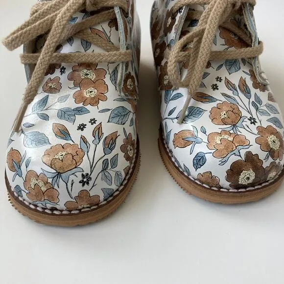 Mon Petit Shoes x Rylee   Cru Floral Lace Up Boots - Bloom - 9