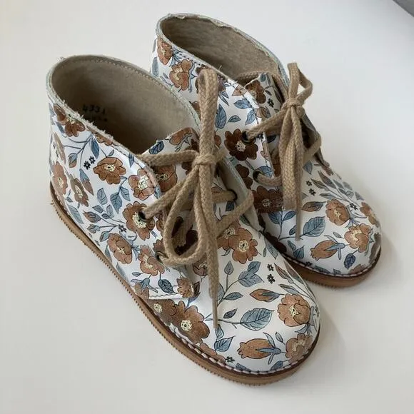 Mon Petit Shoes x Rylee   Cru Floral Lace Up Boots - Bloom - 9