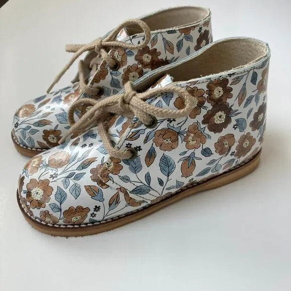 Mon Petit Shoes x Rylee   Cru Floral Lace Up Boots - Bloom - 9