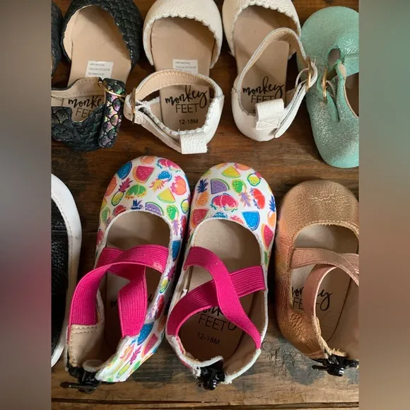 Monkey feet shoes, lot of 8 sets, size 12-18 months