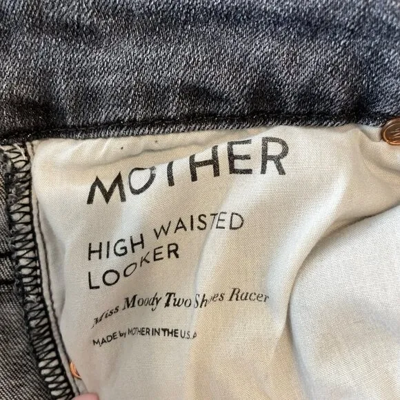 Mother High Waist Looker Skinny Ankle Jeans Miss Moody Two Shoes Racer 28