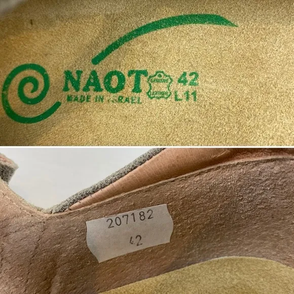 Naot Agathis Leather Mary Jane Shoes Size 11 Speckled Beige Round Toe Laser Cuts