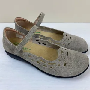 Naot Agathis Leather Mary Jane Shoes Size 11 Speckled Beige Round Toe Laser Cuts