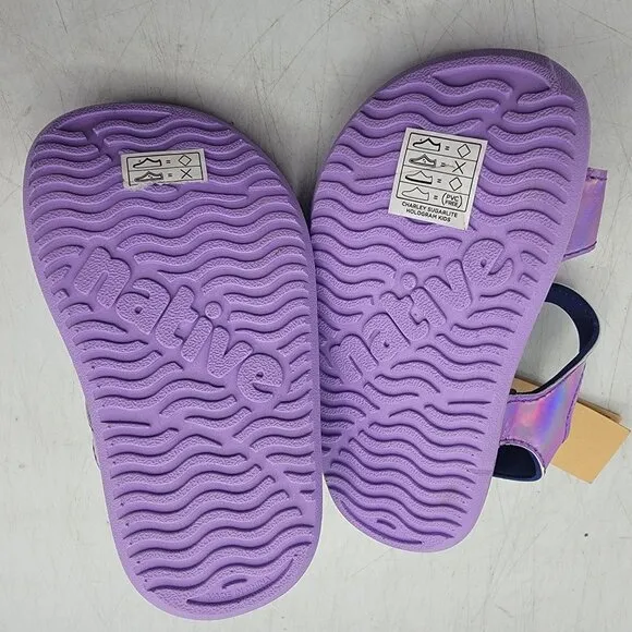 Native Charley Sugarlite Hologram Kids C6 Strappy Sandals Shoes Purple Summer