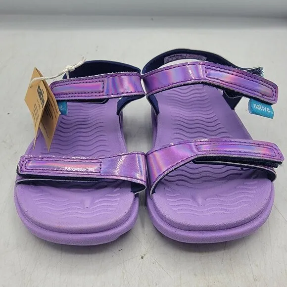 Native Charley Sugarlite Hologram Kids C6 Strappy Sandals Shoes Purple Summer