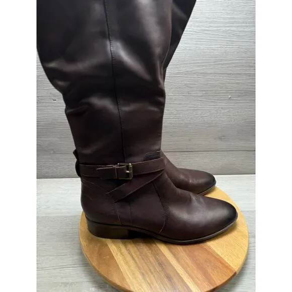 Naturalizer Women's Rena Knee High Block Heel Riding Boots in cider brown 12M
