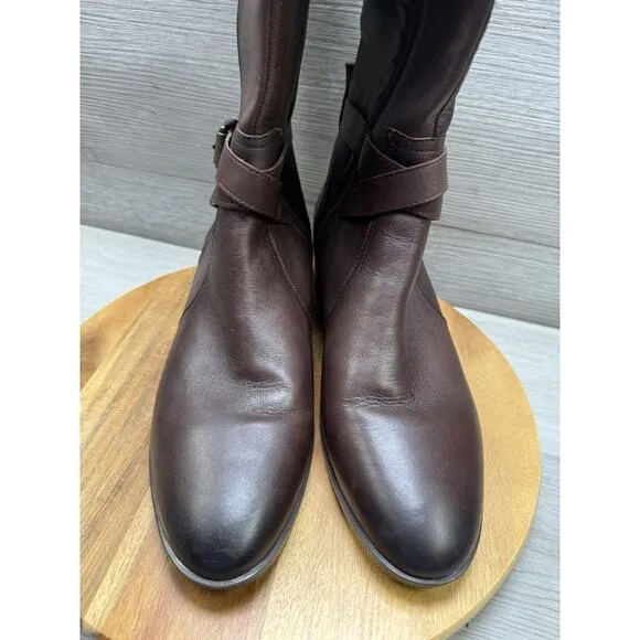 Naturalizer Women's Rena Knee High Block Heel Riding Boots in cider brown 12M