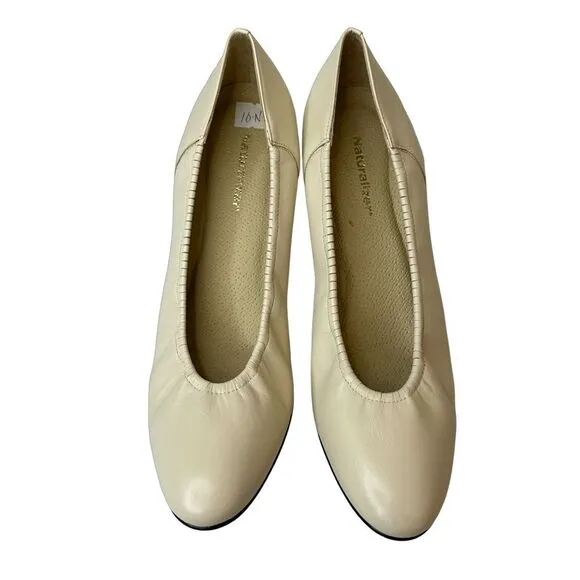 NATURALIZER WOMEN'S ROSLYN BONE STRETCH LEATHER PUMPS 10 AA
