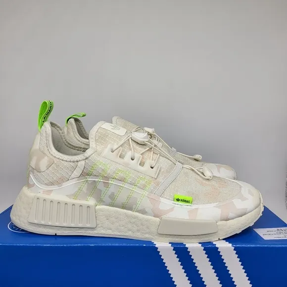 New Adidas NMD_R1 TR 'Off White Solar Green Camo' Men's Running Shoes Size 10