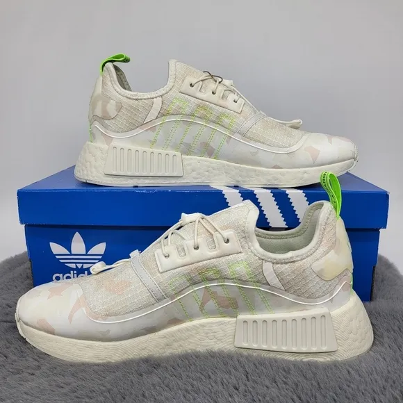 New Adidas NMD_R1 TR 'Off White Solar Green Camo' Men's Running Shoes Size 10