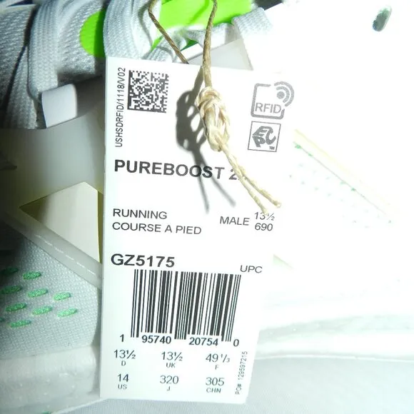 NEW adidas PureBoost 22 White Beam Green Men's Athletic Sneakers🆕SHIPS📦🏃🏻💨⚡