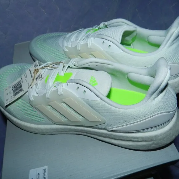 NEW adidas PureBoost 22 White Beam Green Men's Athletic Sneakers🆕SHIPS📦🏃🏻💨⚡
