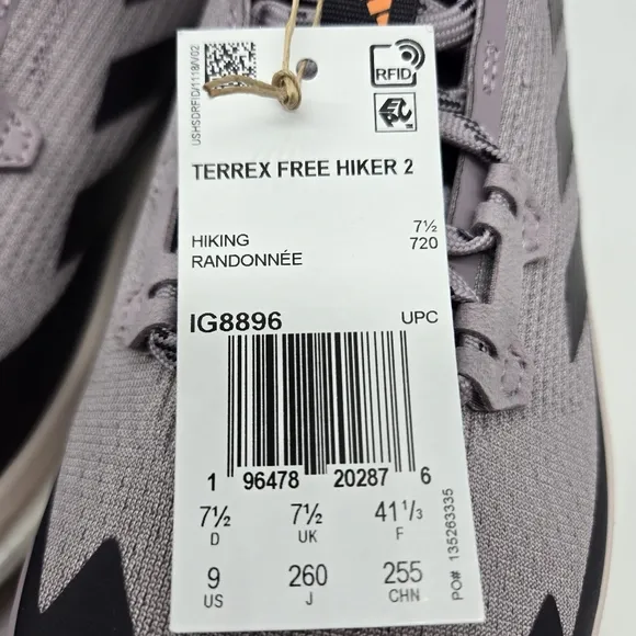 New adidas Terrex Free Hiker 2.0 Preloved Fig Women's Trail Running Shoes Size 9