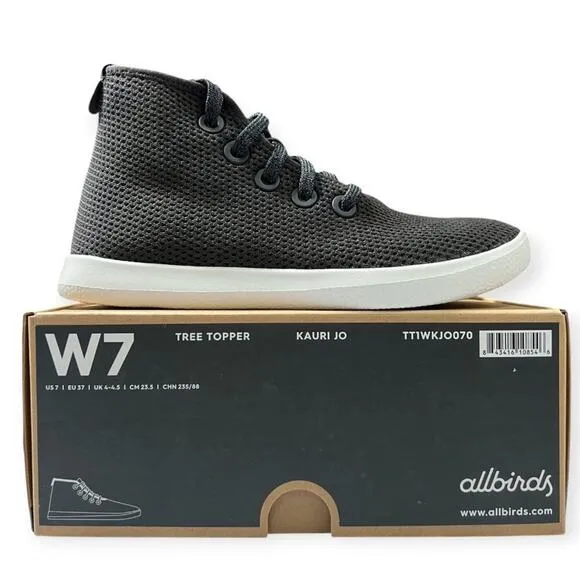 NEW Allbirds Tree Topper WOMENS 7 High Top Sneakers Shoes Kauri Jo Black White