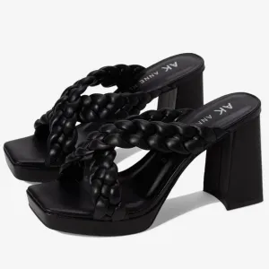 NEW! Anne Klein Black Aiden Bubble Braid Heel - Size 5.5