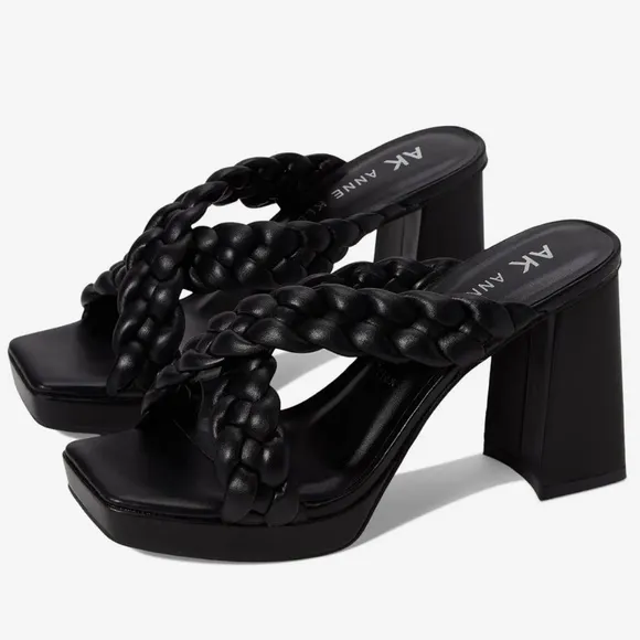NEW! Anne Klein Black Aiden Bubble Braid Heel - Size 5.5