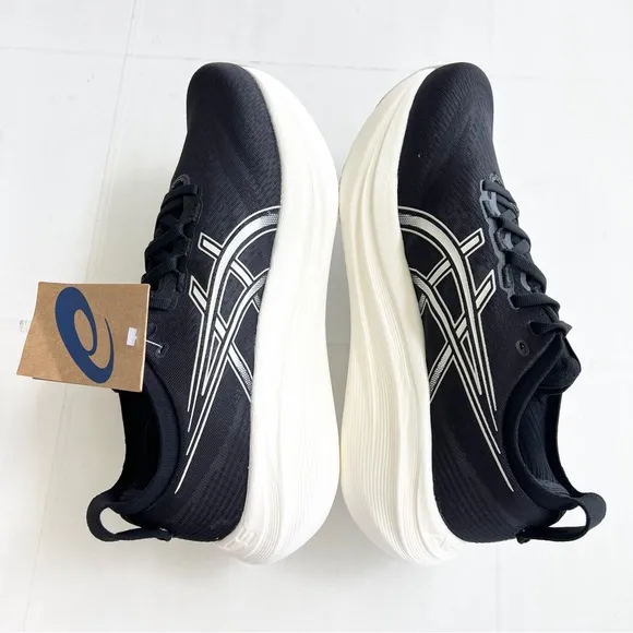 New ASICS GEL-NIMBUS 27 Men’s Size 9.5 WIDE Running Shoes Black/Lake Grey