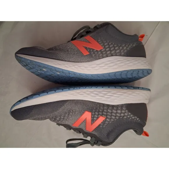 NEW BALANCE Girls Size 6 US EU 38.5 Grey Coral Running Athletic Shoes Sneakers