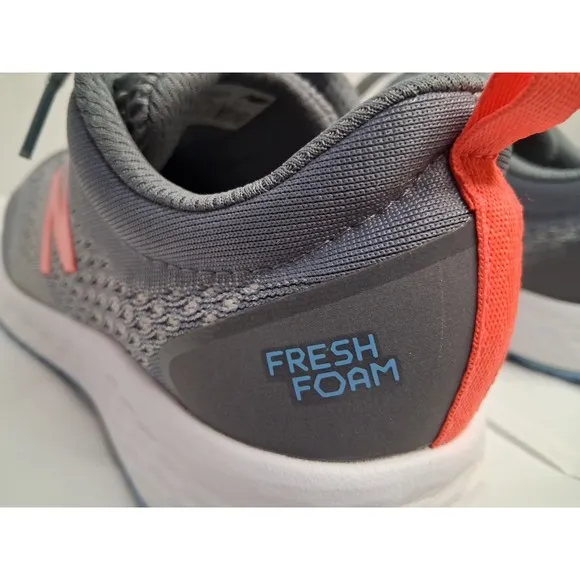 NEW BALANCE Girls Size 6 US EU 38.5 Grey Coral Running Athletic Shoes Sneakers