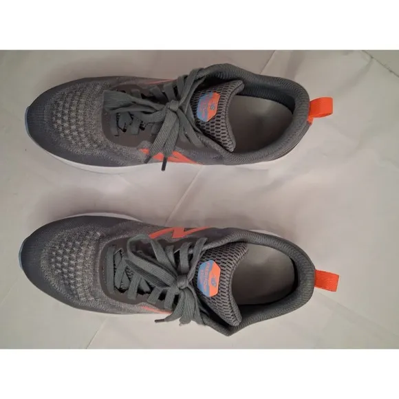 NEW BALANCE Girls Size 6 US EU 38.5 Grey Coral Running Athletic Shoes Sneakers