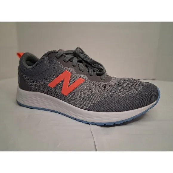 NEW BALANCE Girls Size 6 US EU 38.5 Grey Coral Running Athletic Shoes Sneakers
